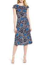 Women's Chaus Pacific Blooms Stretch Jersey Ruched Dress - Blue