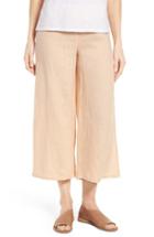 Women's Eileen Fisher Wide Leg Organic Linen Crop Pants - Coral