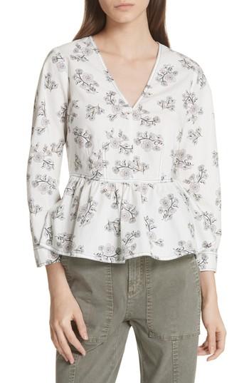 Women's La Vie Rebecca Taylor Camille Floral Peplum Top - White