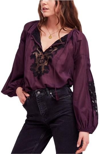 Women's Free People Shimla Embroidered Blouse - Purple