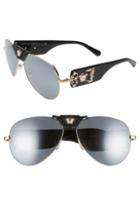 Women's Versace Medusa 62mm Aviator Sunglasses - Pale Gold/ Black Mirror