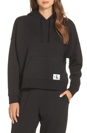 Women's Calvin Klein Monogram Lounge Hoodie - Black
