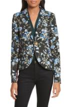 Women's Smythe Tuxedo Stripe Floral Jacquard Blazer - Red