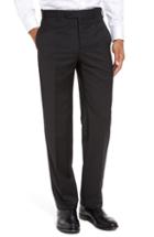 Men's Zanella Devon Flat Front Solid Wool Serge Trousers