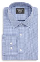 Men's Nordstrom Men's Shop Tech-smart Traditional Fit Stretch Check Dress Shirt - 32/33 - Blue