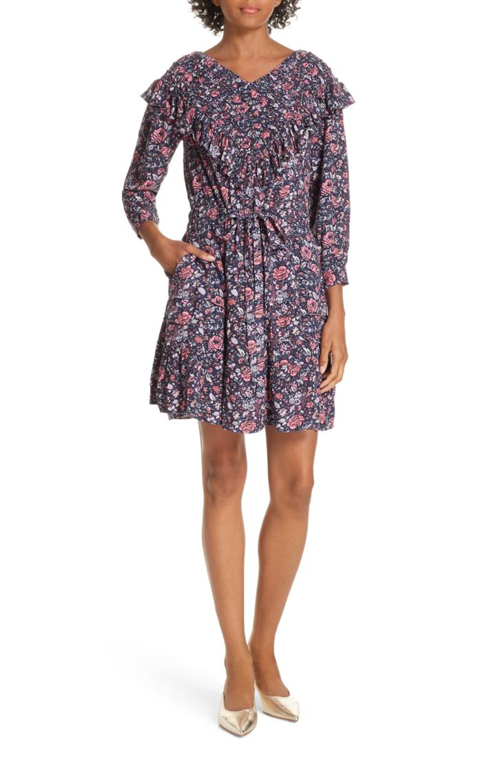 Women's La Vie Rebecca Taylor Floral Ruffle Toile Dress - Purple