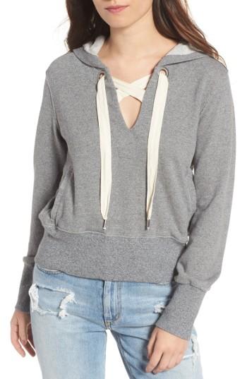 Women's Splendid Warwick Lace-up Hoodie - Grey