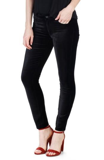 Women's Paige Verdugo Velvet Ankle Skinny Pants - Black
