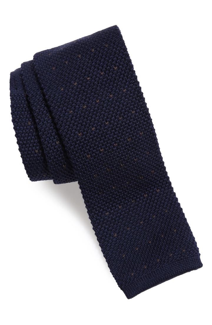 Men's Eleventy Stitch Wool Knit Tie, Size - Blue