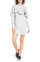 Women's Love, Fire Ruffle Sweatshirt Dress - Grey