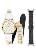 Women's Fendi Selleria Round Leather Strap Watch Set, 36mm