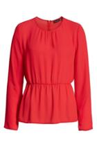 Women's Halogen Cinched Waist Blouse, Size - Red