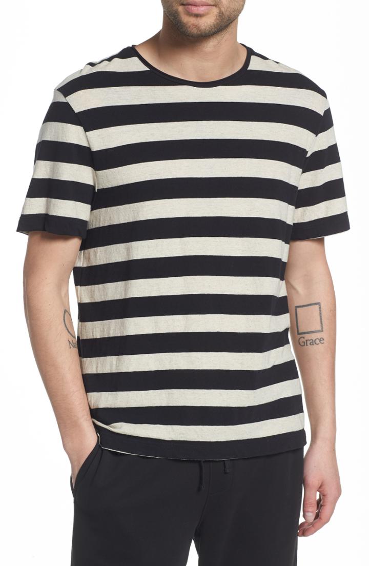 Men's Vince Stripe Fit Shirt, Size Medium - Beige