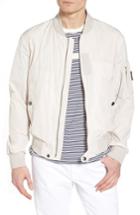 Men's Boss Fit Bomber Jacket, Size 42r - White