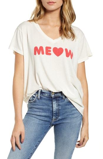 Women's Wildfox Romeo Meow V-neck Tee - White
