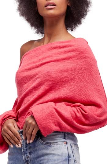 Women's Free People Skyline Thermal Off The Shoulder Tee - Red
