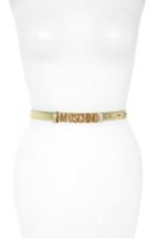 Women's Moschino Logo Skinny Leather Belt - Gold W/ Gold