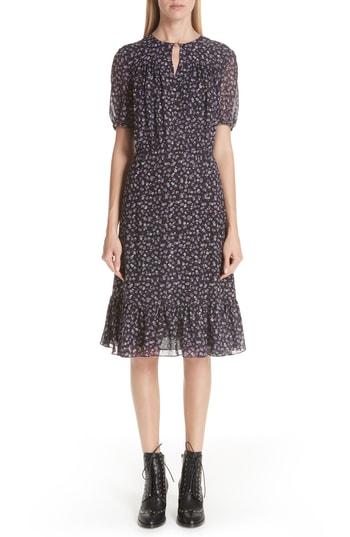 Women's Altuzarra Floral Print Ruffle Hem Dress Us / 34 Fr - Purple