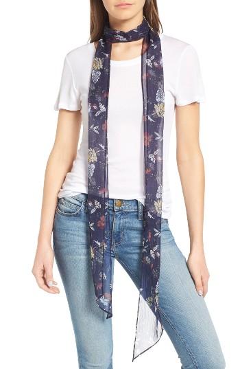 Women's Hinge Floral Skinny Scarf, Size - Blue