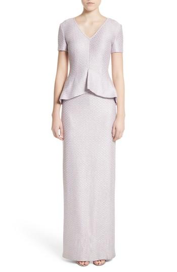 Women's St. John Evening Hansh Sequin Knit Column Gown - Purple