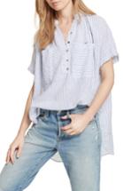 Women's Free People For Keeps Linen Blend Top - Blue
