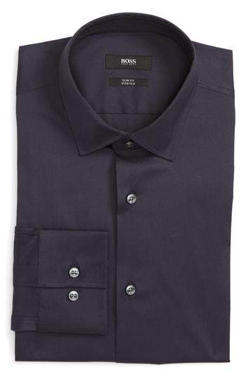 Men's Boss Jenno Slim Fit Stretch Solid Dress Shirt .5 - Blue
