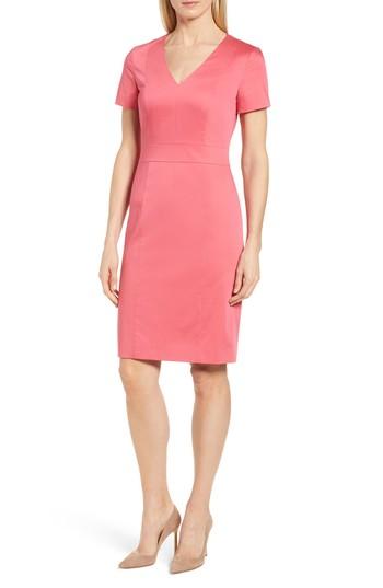Women's Boss Dasali V-neck Sheath Dress - Pink