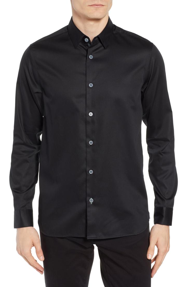 Men's Ted Baker London Crazee Slim Fit Stretch Sport Shirt (m) - Grey