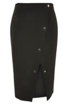 Women's Topshop Snap Midi Skirt Us (fits Like 0) - Black