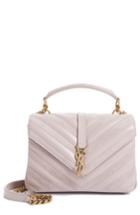 Saint Laurent Medium College Patchwork Suede & Leather Shoulder Bag - Pink