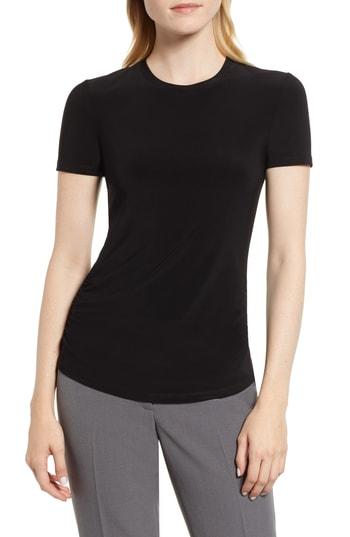 Women's Anne Klein Ruched Crewneck Tee - Black