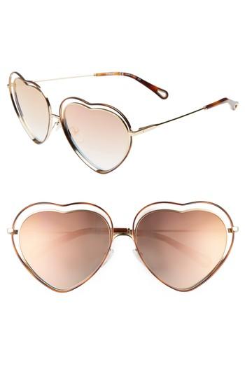 Women's Chloe Poppy Love Heart Sunglasses - Havana/ Brown Peach