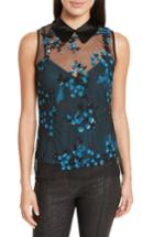 Women's Tracy Reese Mesh Overlay Collar Blouse - Black