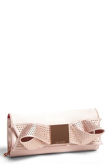 Ted Baker London 'holiday - Satin Bow' Clutch Nude Pink