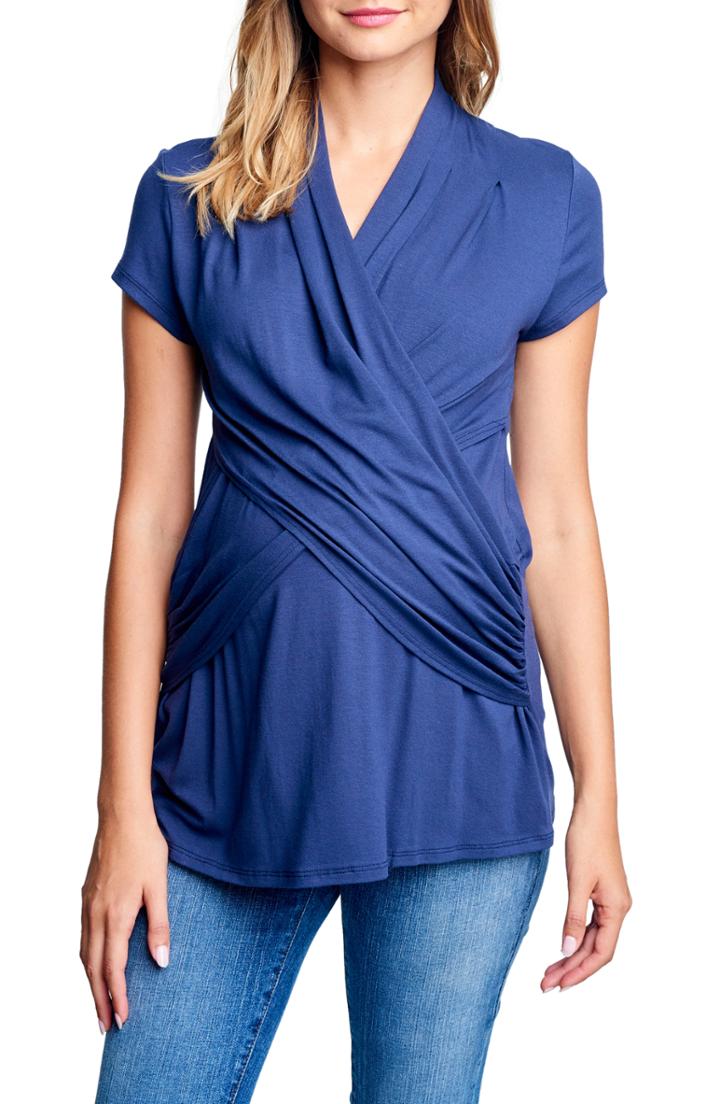 Women's Maternal America Uneven Maternity Top