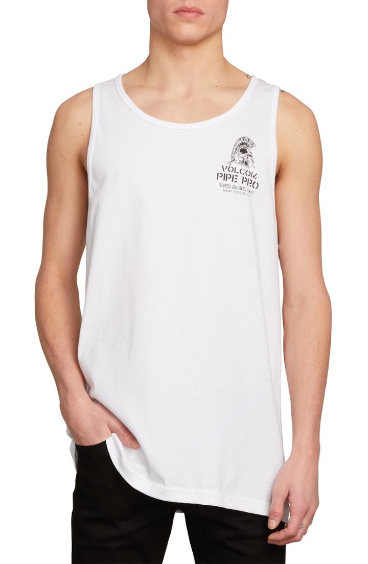 Men's Volcom Pipe Pro Crest Graphic Tank, Size - White