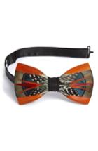 Men's Brackish & Bell Mayfly Feather Bow Tie, Size - Orange