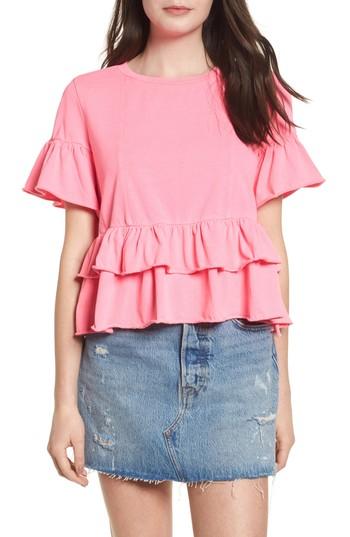 Women's Bp. Double Peplum Ruffle Tee, Size - Pink