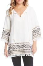 Women's Karen Kane Embroidered Fringe Trim Tunic - Ivory