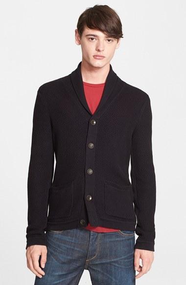 Men's Rag & Bone Standard Issue 'avery' Shawl Collar Cardigan - Black