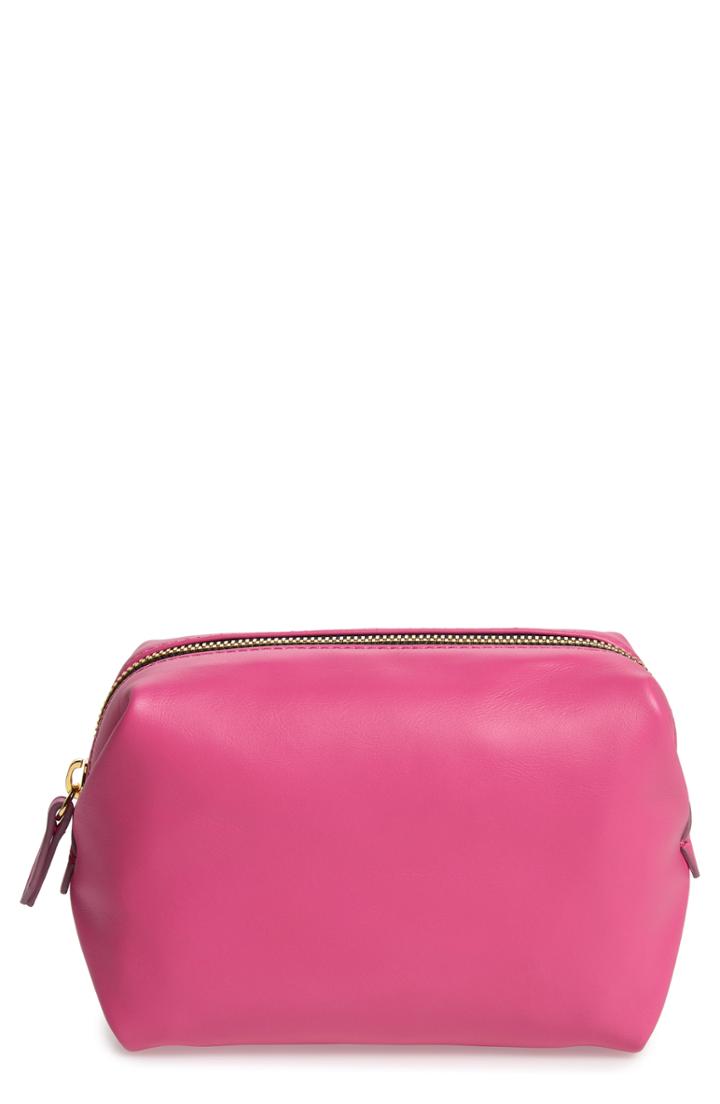 J.crew Mini Leather Dopp Kit, Size - Crisp Begonia
