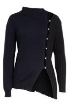 Women's Jacquemus Asymmetrical Button Front Turtleneck Sweater Us / 42 Fr - Blue