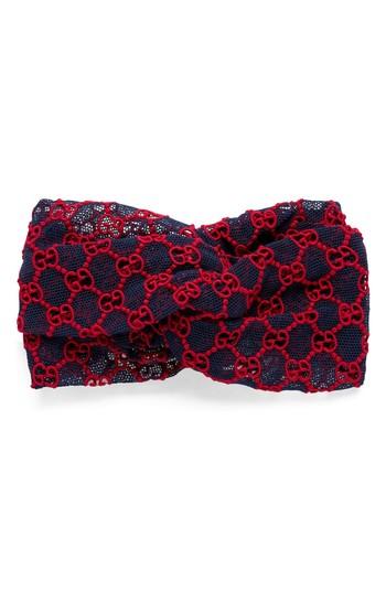 Gucci Gg Macrame Headband - Red