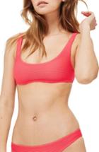 Women's Topshop Ribbed Crop Bikini Top Us (fits Like 0) - Red