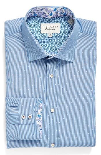 Men's Ted Baker London Endurance Trim Fit Dot Dress Shirt 32/33 - Blue