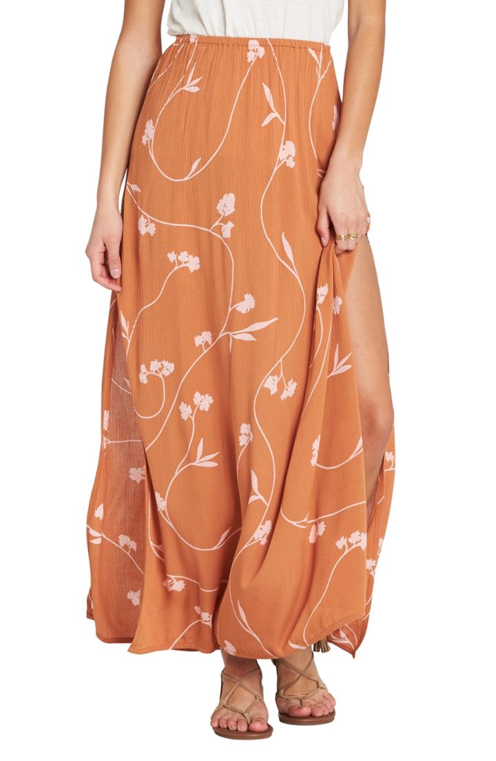 Women's Billabong Love Trip Side Slit Skirt - Orange