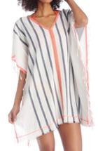 Women's Sole Society Stripe Poncho, Size - White
