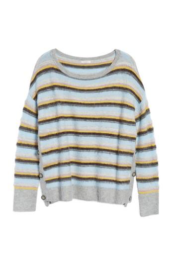 Women's Caslon Long Sleeve Side Button Sweater, Size - Grey