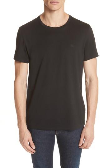 Men's Burberry Logo Embroidered Crewneck T-shirt - Black