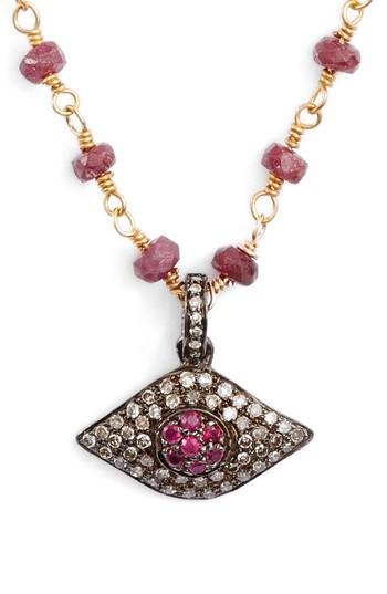 Women's Ela Rae Phoebe Diamond Evil Eye Pendant Necklace